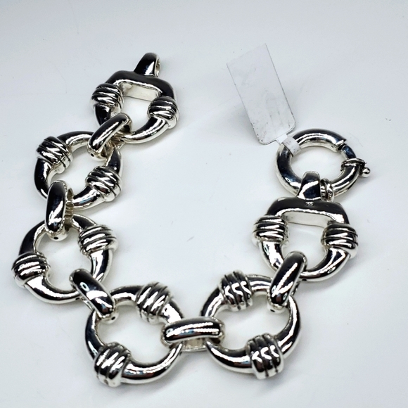 Oversized Statement Sterling Silver Beacelet NWT - Picture 3 of 7